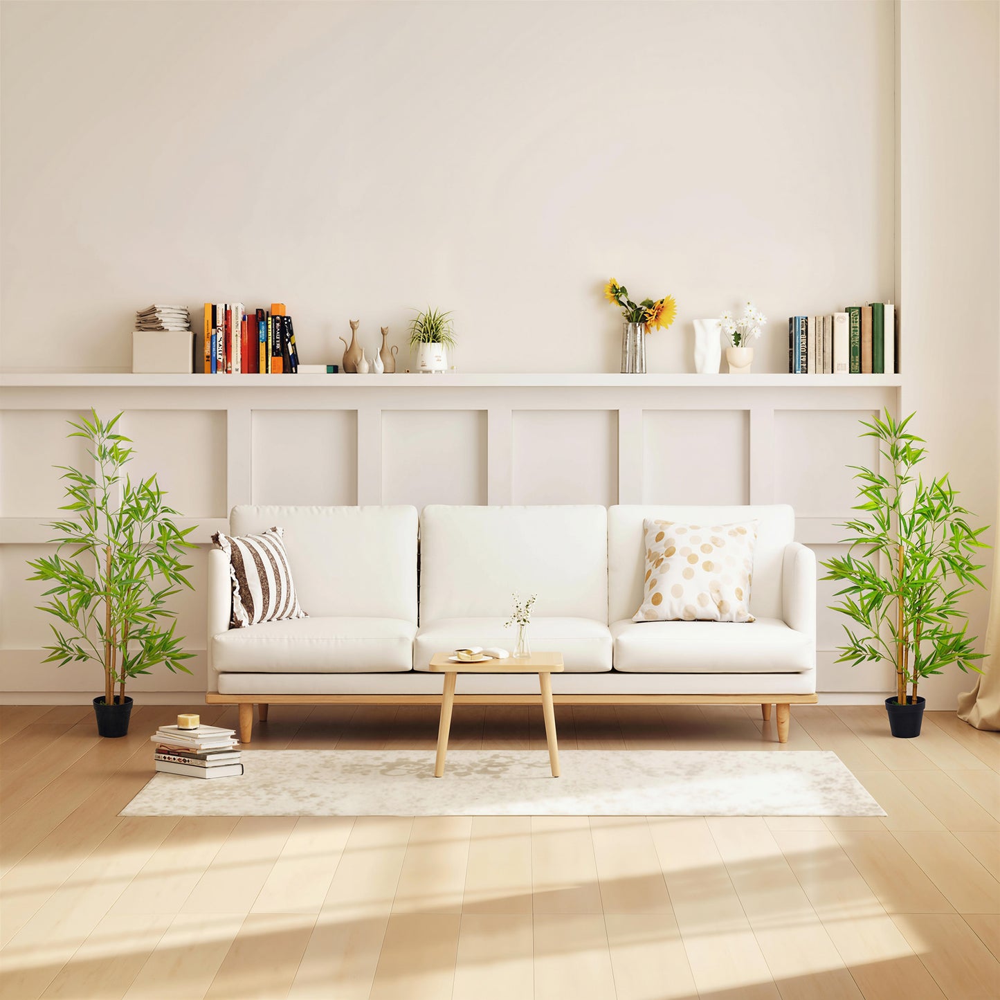 Artificial Ficus Tree, with Weighted Plant Pot - Green