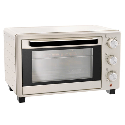 21L Mini Countertop Oven, 100°C-230°C Adjustable Temp - Cream White