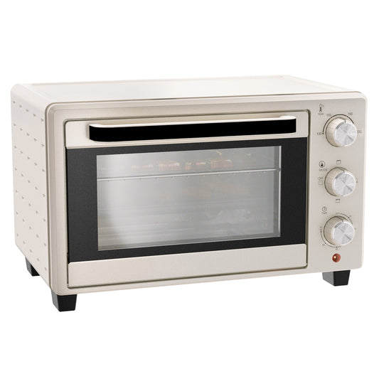 21L Mini Countertop Oven, 100°C-230°C Adjustable Temp - Cream White