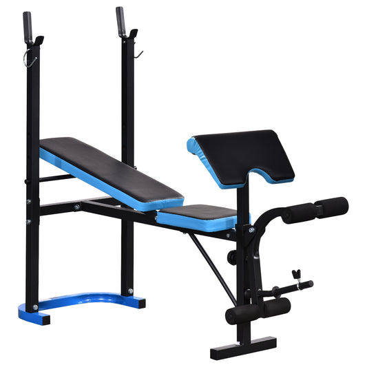 Adjustable Weight Bench with Leg Developer Barbell Rack for Lifting and Strength Training Multifunctional Workout Station for