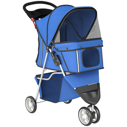 3 Wheel Pet Stroller for Small and Miniature Dogs, Blue