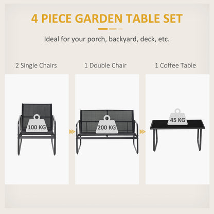 Four-Piece Minimalistic Garden Sofa Set - Black