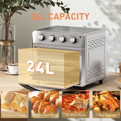 24L Air Fryer Oven, Mini Oven, Oil Free Cooking, Grill, Roast, Bake, with Adjustable Temperature, Timer, Touch Screen