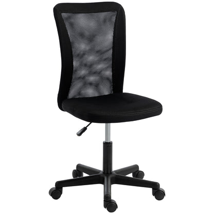 Computer Desk Chair, Armless Mesh Office Chair with Adjustable Height and Rolling Wheels, Black