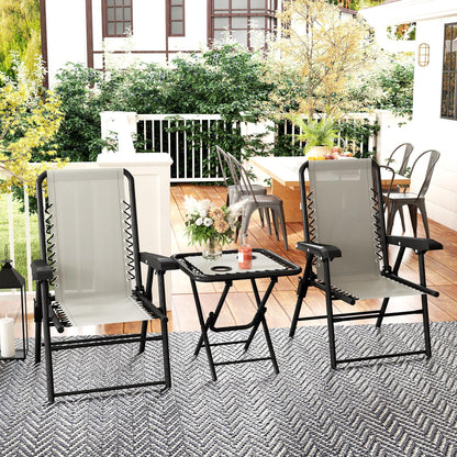 Three-Piece Garden Table and Chair Set - Cream White
