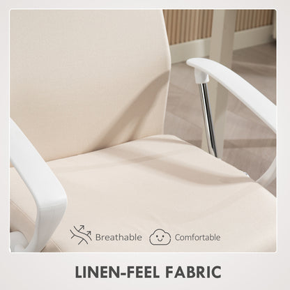 Fabric High Back Office Chair - Cream White