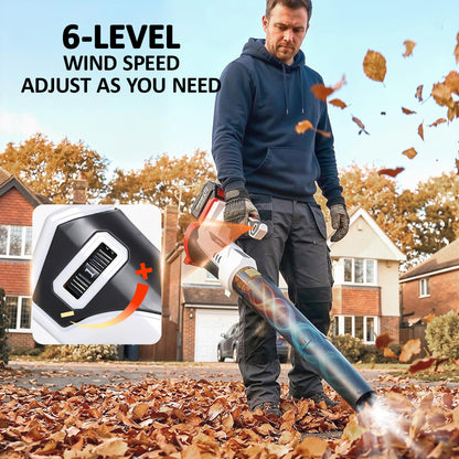 Leaf Blower Cordless with 4000mAh Battery & Charger, 18V Lightweight Handheld Garden Blower with 6 Speed Levels