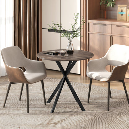 80cm Industrial Round Dining Table - Brown