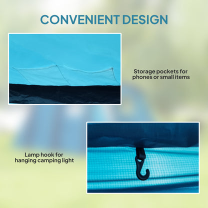 Inflatable 3-4 Man Tunnel Tent w/ Air Pump, Living Area & Vestibule, Waterproof Family Camping Air Tent, Sewn In Groundsheet