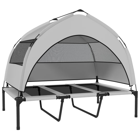 Portable Elevated Dog Bed with Removable Canopy, Cooling Raised Pet Cot for Large Dogs, 106 x 76 x 94 cm
