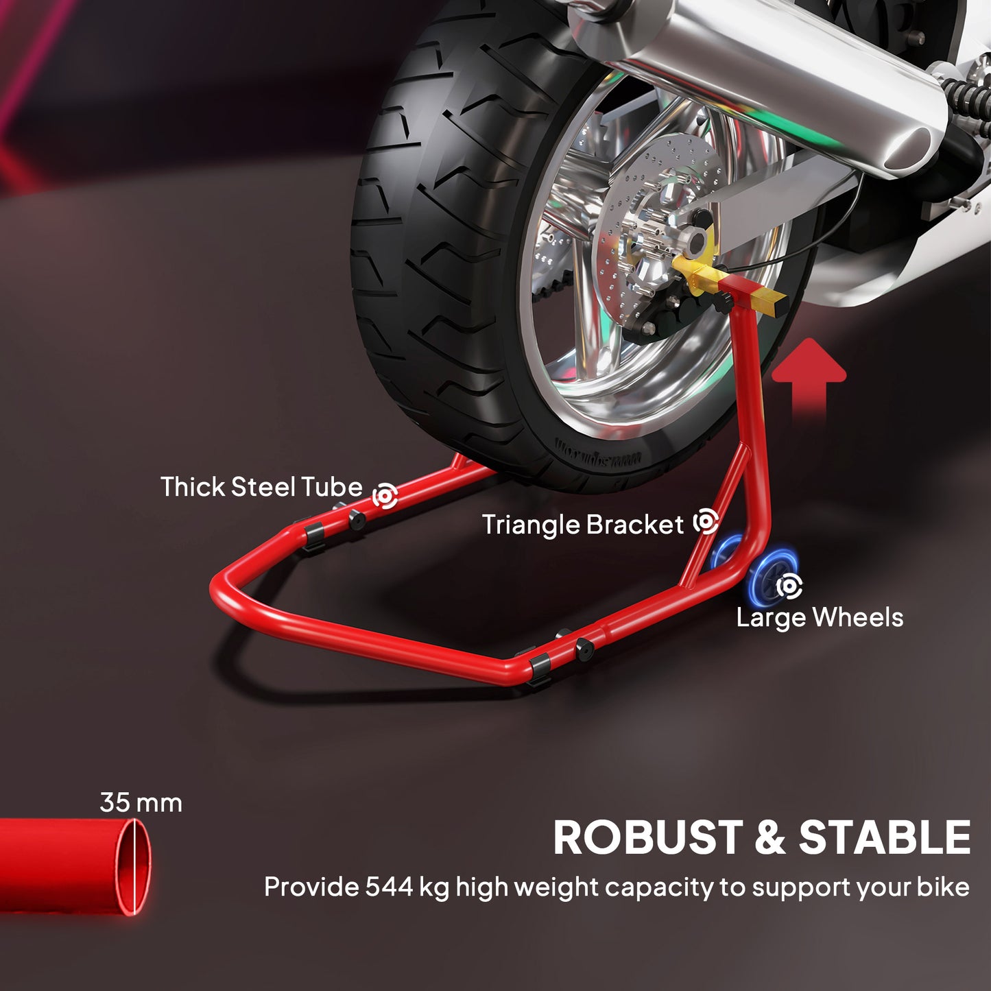 Motorcycle Rear Wheel Stand, 544 kg Capacity Heavy Duty Steel Motorbike Motorcycle Paddock Stand Lift