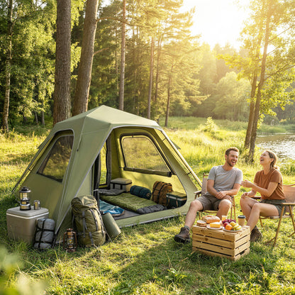 Pop Up Tent 3000mm Waterproof Camping Tents with Mesh Windows 2-3 People Green