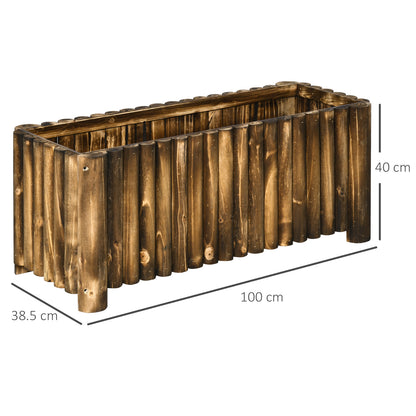 Wooden Raised Garden Bed, 100 x 38.5 x 40cm Elevated Planter Box, Outdoor Flower Bed with Drainage Gaps, Easy Assembly