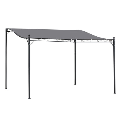4 x 3 Meters Canopy Metal Wall Gazebo Awning Garden Marquee Shelter Door Porch - Grey