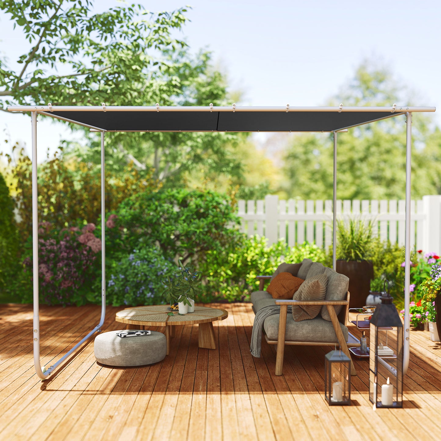 3 x 3(m) Mobile Pergola Kit, Portable Garden Gazebo with Wheels & UV-Resistant Canopy, Dark Grey