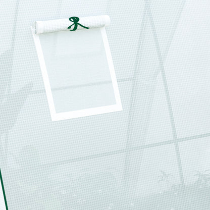 Polytunnel Greenhouse with Sandbags, Walk-In Tunnel Green House with 2 Doors and Screen Windows, 1.8 x 1.8 x 2m, White