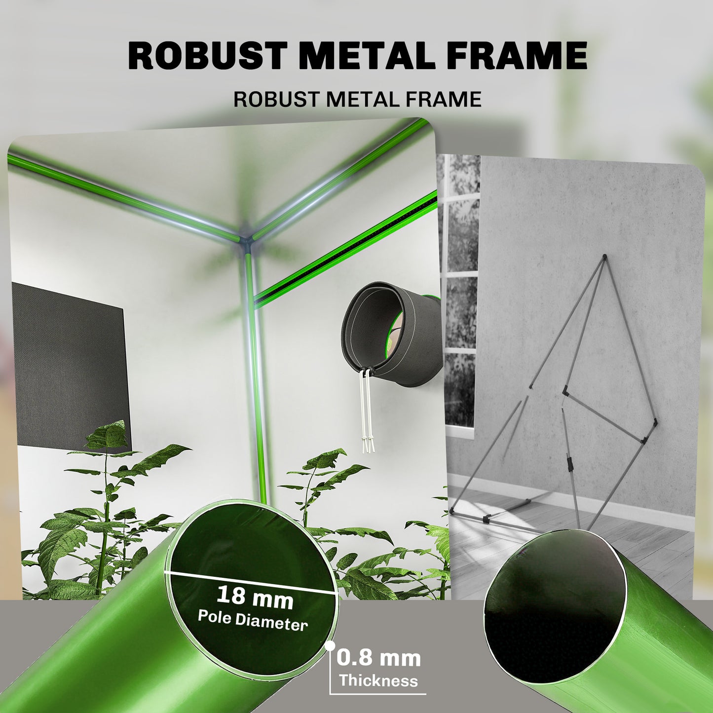 Grow Tent 120 x 120 x 200 cm, Reflective Mylar Hydroponic Growing Tent with 600D Oxford Fabric, Observation Window, Vent