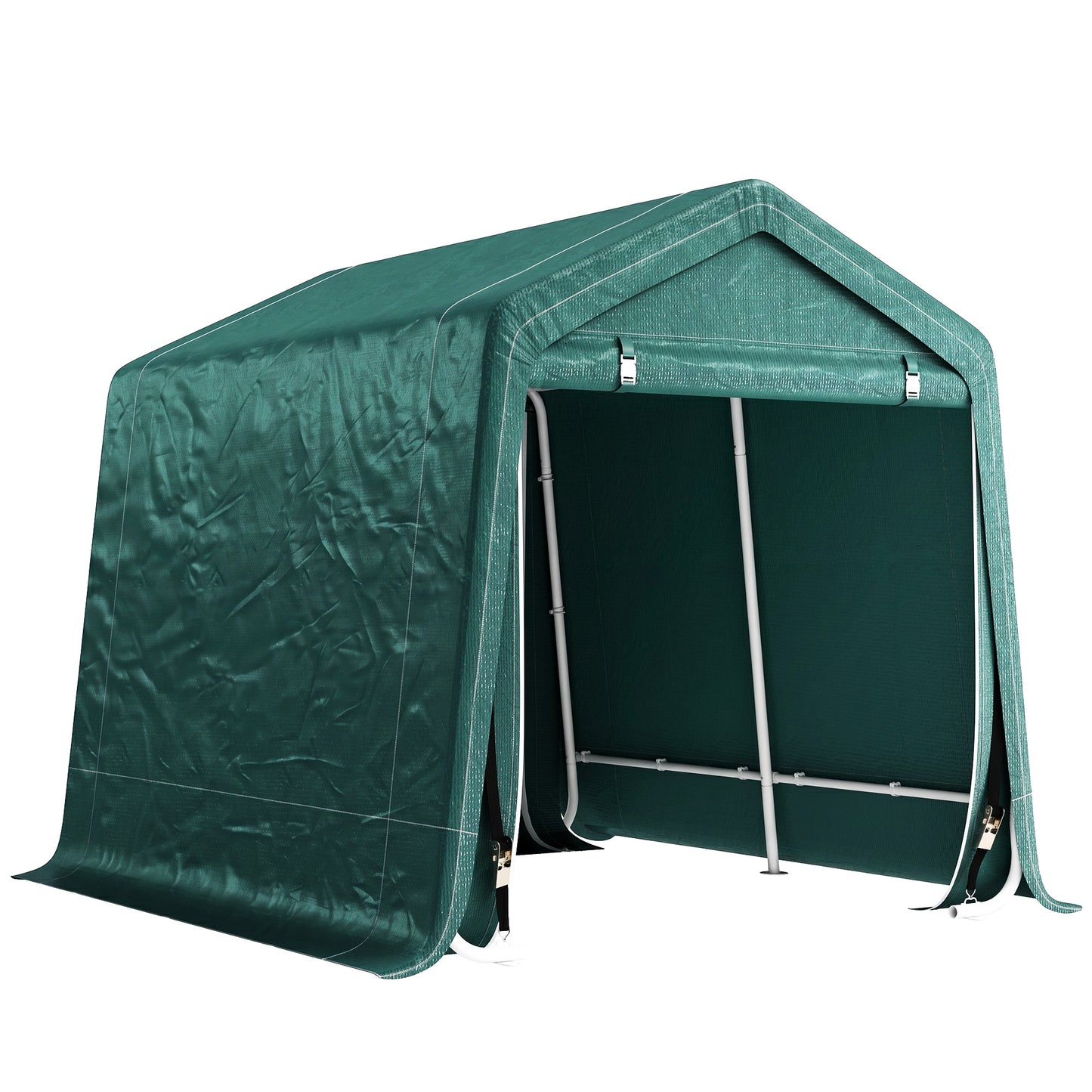 8 x 6.5 ft Outdoor Garden Storage Shed, Waterproof Bike Tent with Double Roll-up Zipper Door for Garden Tools, Green