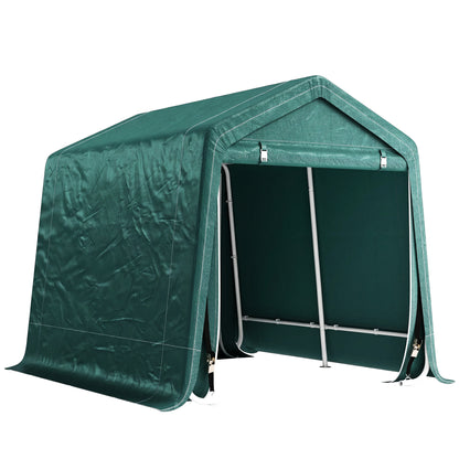 8 x 6.5 ft Outdoor Garden Storage Shed, Waterproof Bike Tent with Double Roll-up Zipper Door for Garden Tools, Green