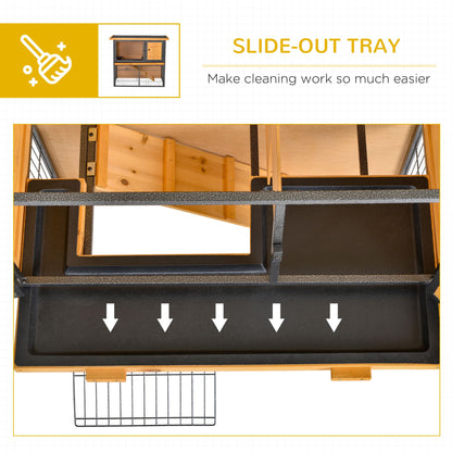 Guinea Pig Hutch Rabbit Hutch Wood-metal Elevated Pet House Bunny Cage with No-Leak Tray Ramp Openable Roof Outdoor 89.5 x 45