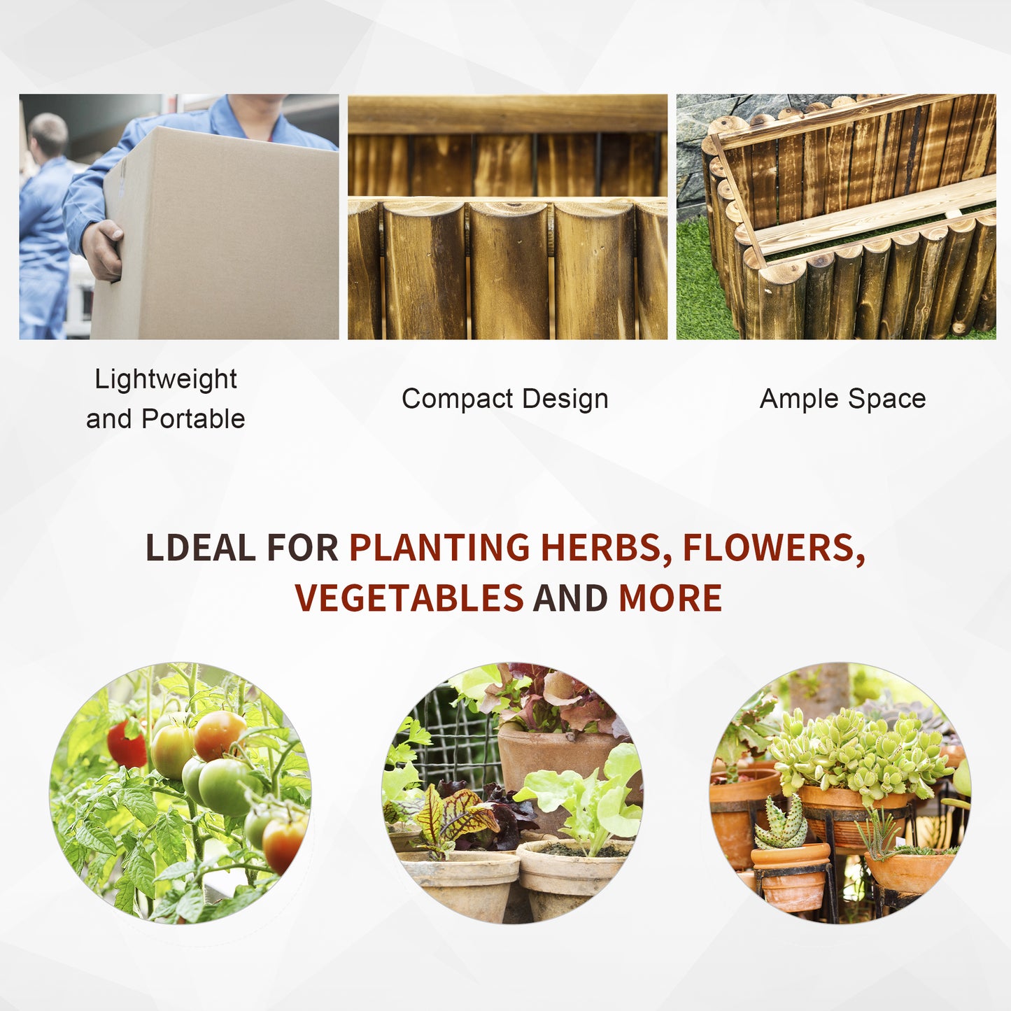 Wooden Raised Garden Bed, 100 x 38.5 x 40cm Elevated Planter Box, Outdoor Flower Bed with Drainage Gaps, Easy Assembly