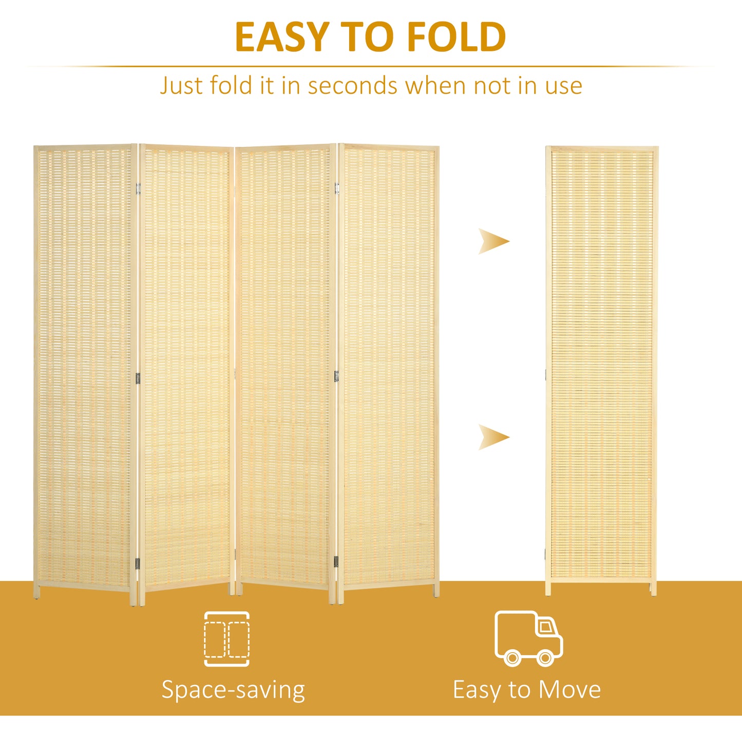 4 Panel Folding Room Divider Screen, Wall Panel Privacy Furniture, Freestanding Paravent Partition Separator for Living Room