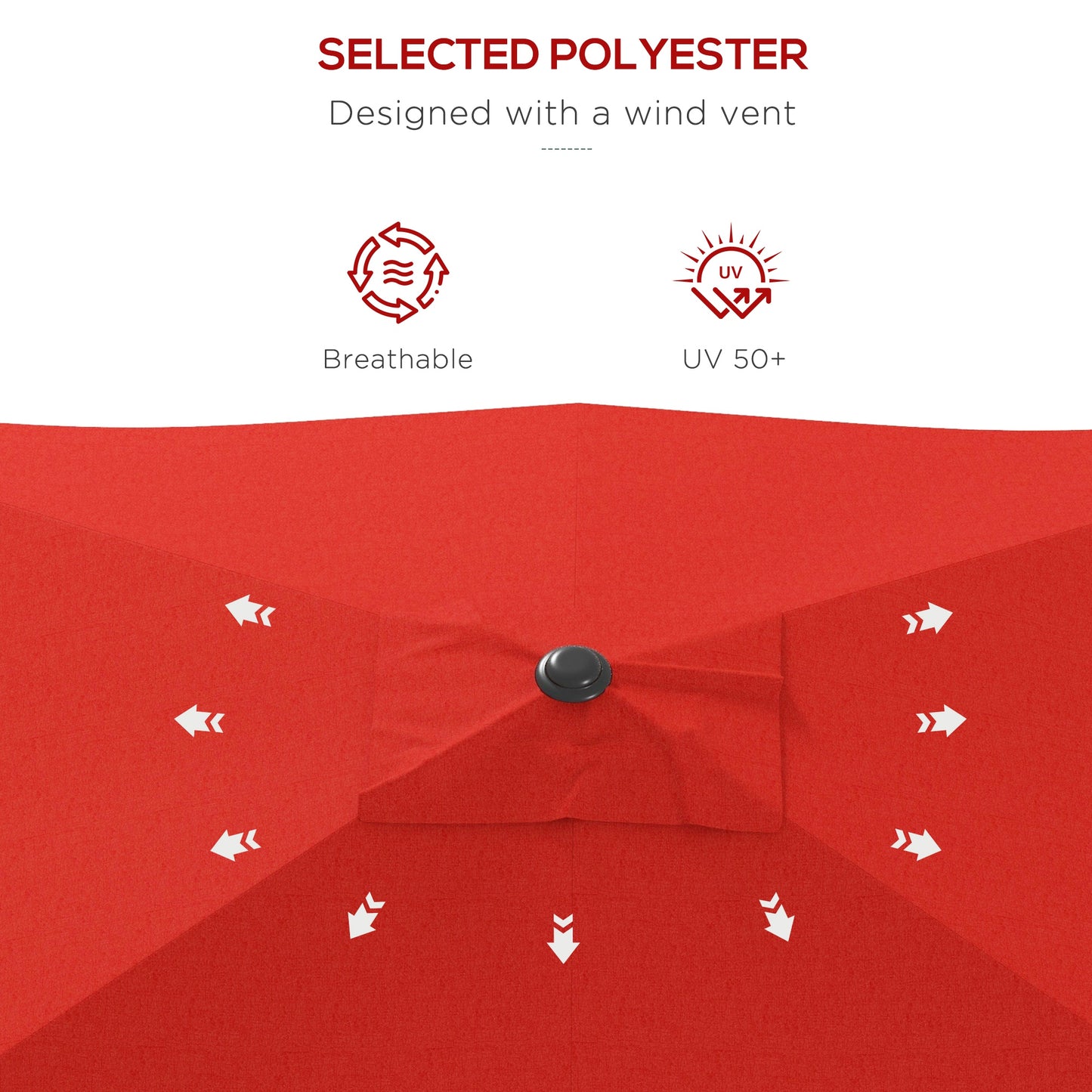 2 x 3 m Rectangular Parasol Umbrella - Red