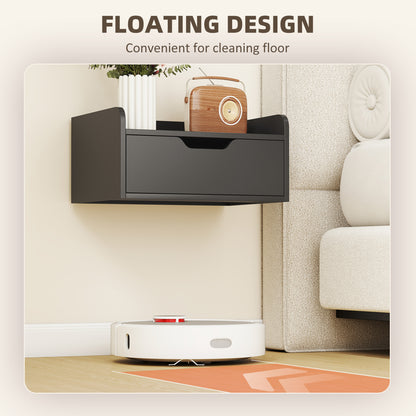 Floating Nightstands Set of 2, Wall Mounted Bedside Table with Drawer for Bedroom, Black