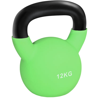 Kettlebell, 12kg Kettle Bell with Non-Slip Handle for Home Gym Weight Lifting and Strength Training, Green