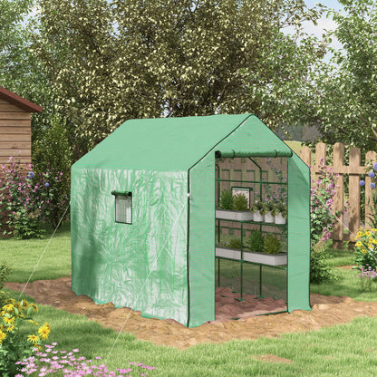 Walk-in Greenhouse with 3 Tier 12 Shelves, Small Greenhouse with Reinforced PE Cover