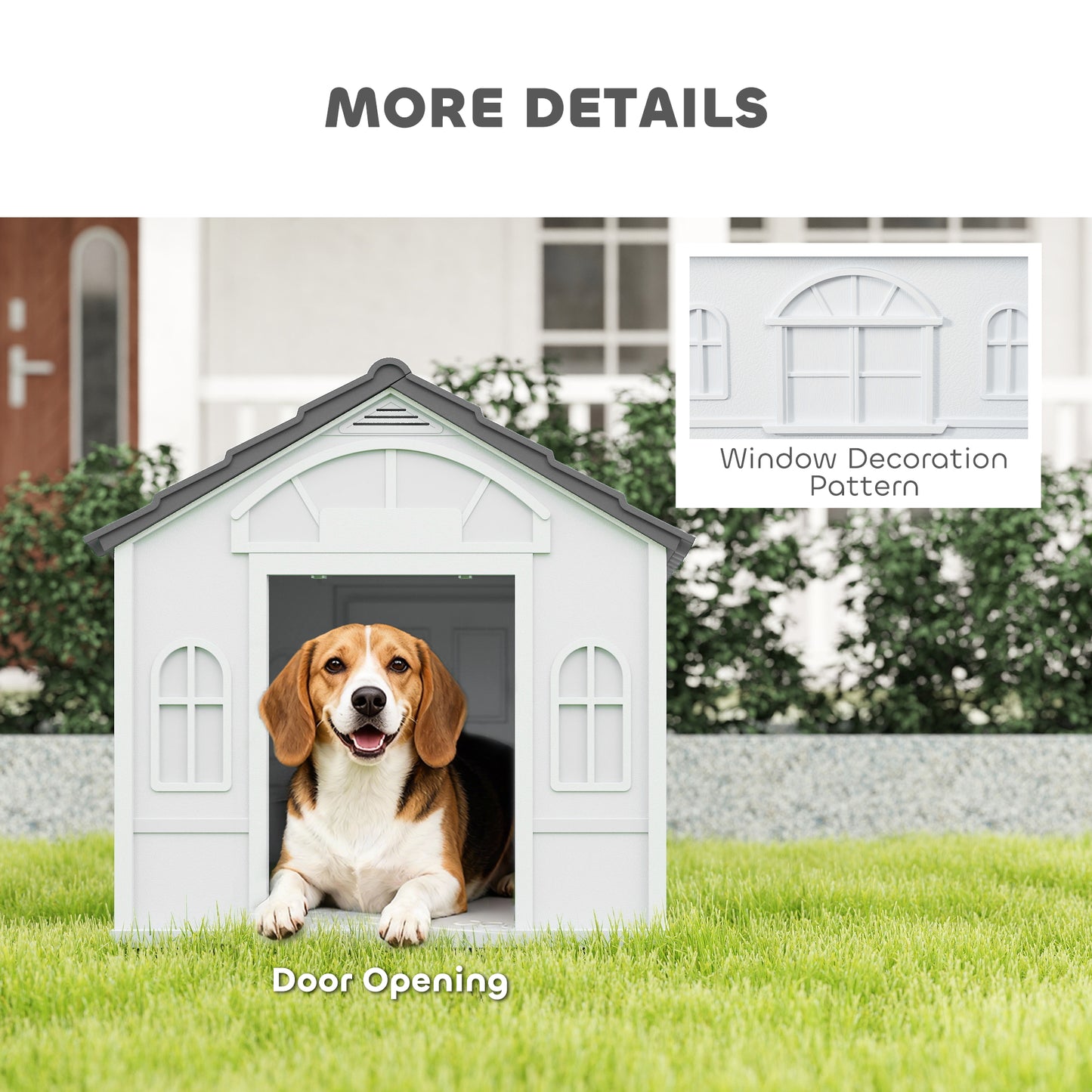 Plastic Weather-Resistant Dog House, for Indoors and Outdoors, Medium Dogs - Grey
