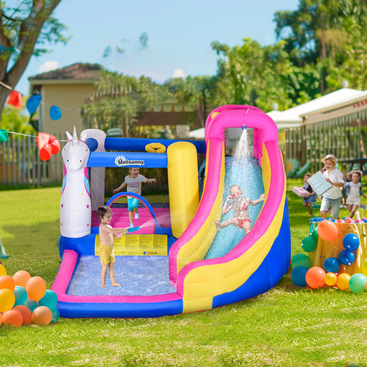 5 in 1 Bouncy Castle, with Blower, for Ages 3-8 Years - Multicoloured