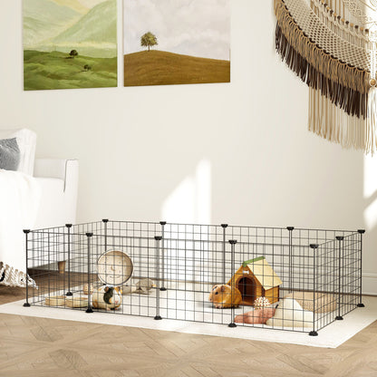 DIY Pet Playpen Metal Wire Fence 12 Panel Enclosure Indoor Outdoor Guinea Pig Bunny Small Animals Cage Black
