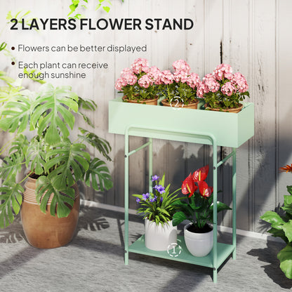 2 Tier Plant Stand, Metal Plant Rack Shelf with Drain Holes