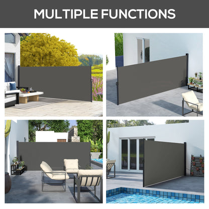 Retractable Side Awning, Outdoor Privacy Screen for Garden, Hot Tub, Balcony, Terrace, Pool, 400 x 160cm, Dark Grey