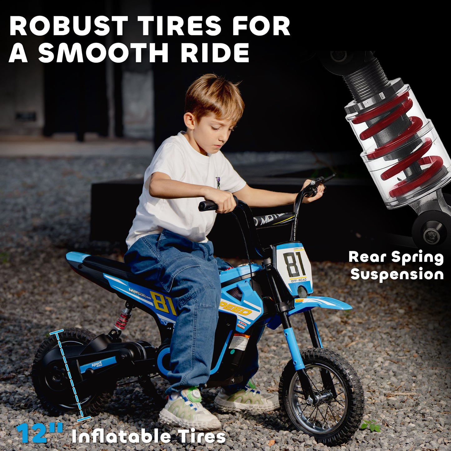 Kids Electric Motorbike 3 Gearboxes Speed Ride on Motorcycle with 40min Ranges - Blue