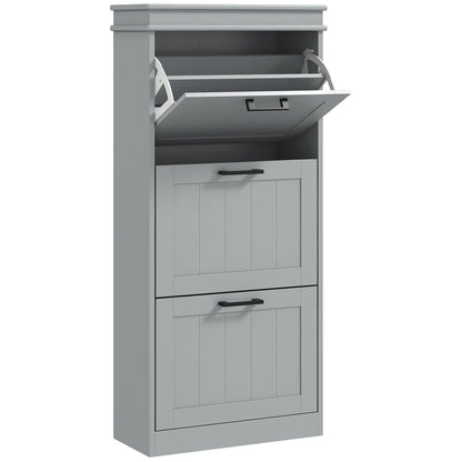 Three-Drawer Minimalistic Shoe Cabinet - Grey
