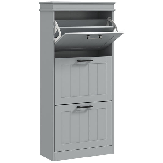 Three-Drawer Minimalistic Shoe Cabinet - Grey