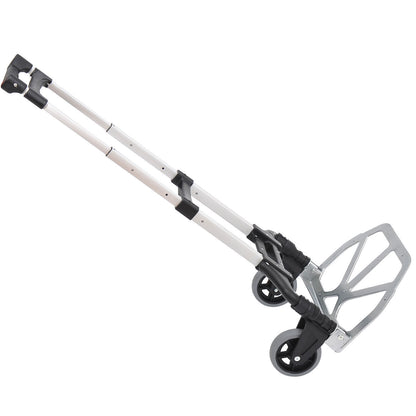 Aluminium Folding Hand Truck Trolley, Heavy Duty Foldable Sack Cart with Adjustable Telescoping Handle, 70KG Load Capacity