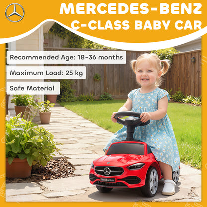 Official Mercedes-Benz Ride On Car, Foot to Floor Sliding Walker with Horn, Engine Sounds and Under-Seat Storage, Red