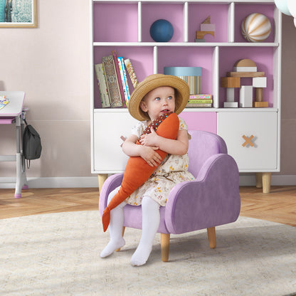 ZONEKIZ Kids Armchair Toddler Sofa Children Chair with Arm Rest, Wooden Frame, Velvet, PP Legs, Cloud Shape