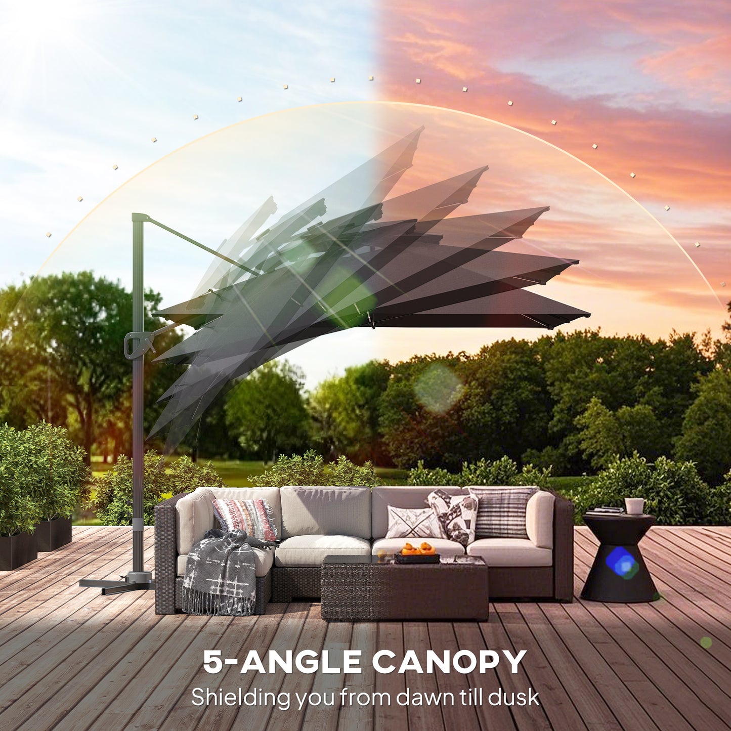 Multi-Angle LED Light Parasol Umbrella - Black