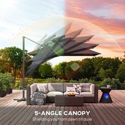 Multi-Angle LED Light Parasol Umbrella - Black