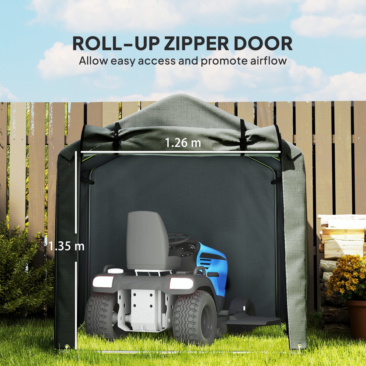 2.2 x 1.6 m Garden Storage Tent, Waterproof Anti-UV Bike Tent with Roll-up Zipper Door