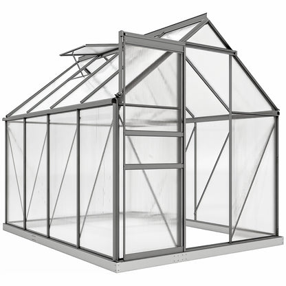 190 x 253 cm Walk-In Polycarbonate Greenhouse - Dark Grey