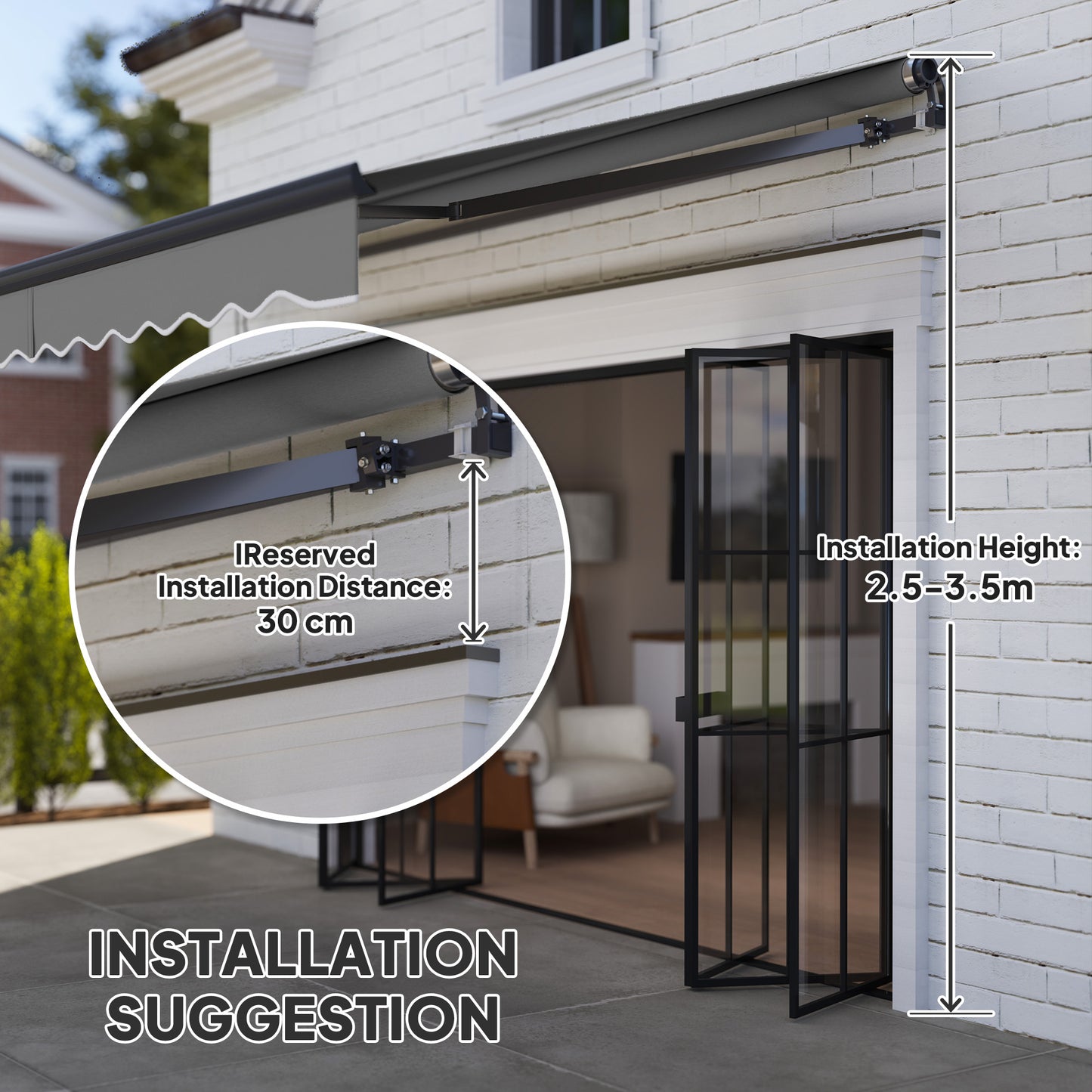 3.5 x 3m Electric/Manual Awning, with Remote - Dark Grey