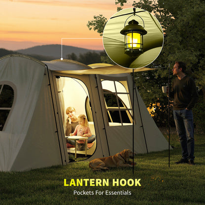 4 Man Tunnel Tent, Family Camping Tent with Porch, Bedroom and Living Area, Sewn in Groundsheet, 3000mm Waterproof