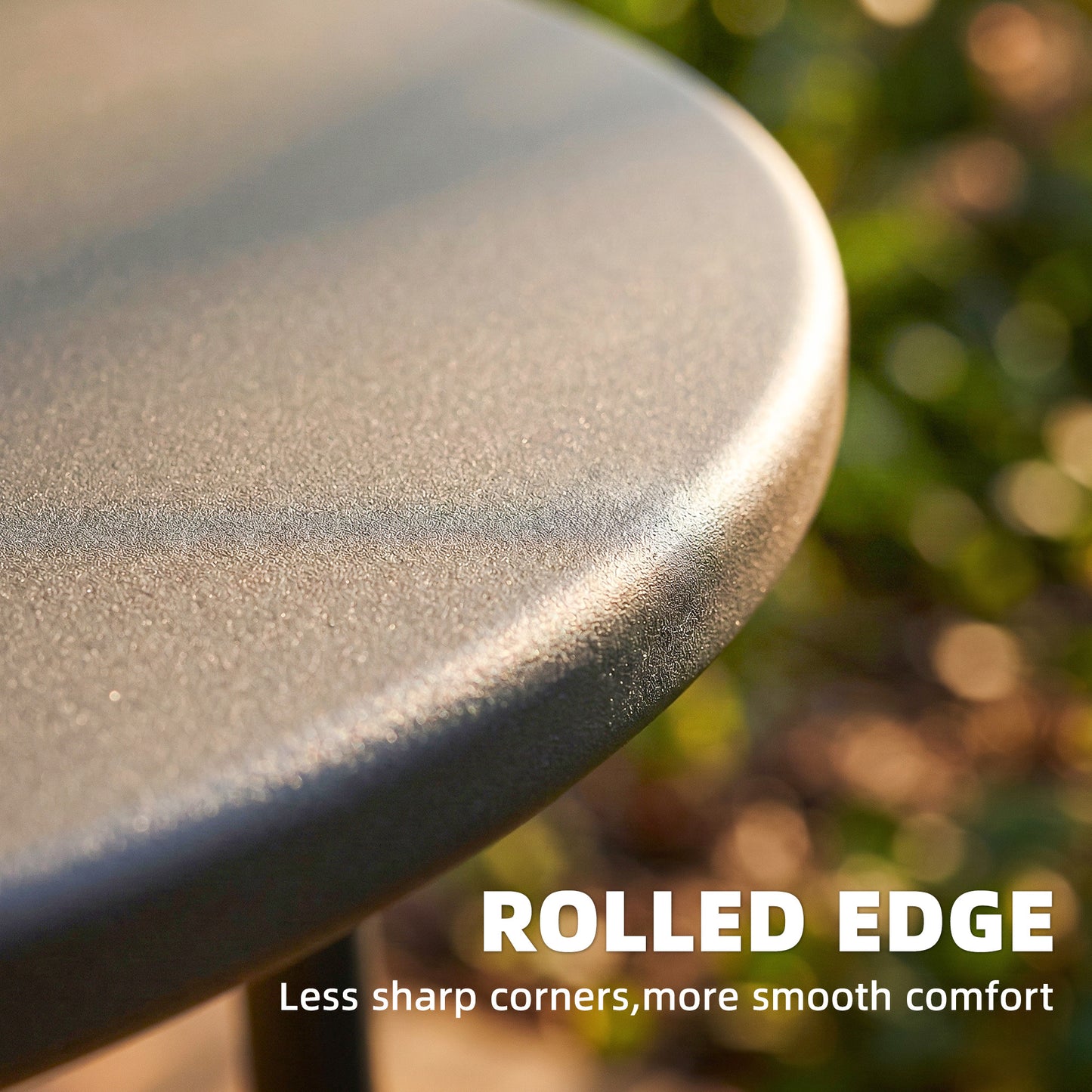 48 cm Round Garden Side Table, Small Metal Outdoor Garden Table with Rolled Edge, Dark Grey