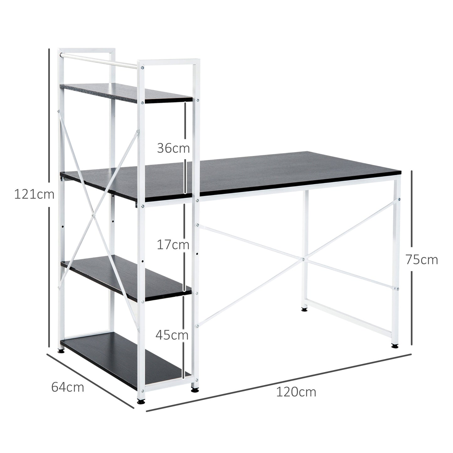 Computer Desk with Storage Shelves on Left or Right, Industrial Reversible Writing Desk for Home Office, Study