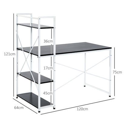 Computer Desk with Storage Shelves on Left or Right, Industrial Reversible Writing Desk for Home Office, Study